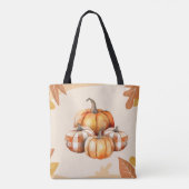 Sinaasappel en Witte Pompoenen Plaid Bruin Hallowe Draagtas (Achterkant)
