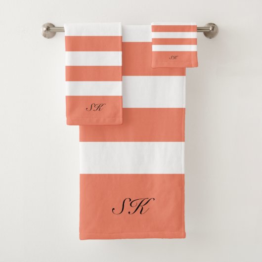 Sinaasappel en witte strepenpatroon bad handdoek (Insitu)