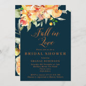 Sinaasappel- en zeemacht Floral Herfst in Love Vri Kaart (Voorkant / Achterkant)