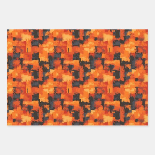 Sinaasappel en zwart Abstract Inpakpapier Vel (Voorkant 3)