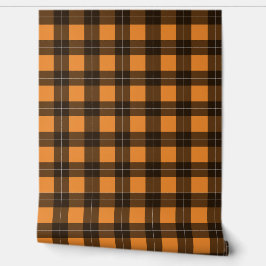 Sinaasappel en Zwart Buffel Plaid Halloween Behang