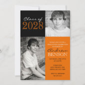 Sinaasappel en zwart Classic 2 Foto Afstuderen Kaart (Voorkant)