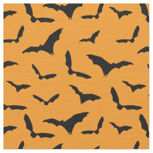 Sinaasappel en zwart Halloween Bats Patterned Stof
