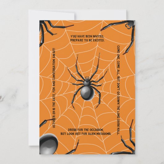 Sinaasappel en Zwart Halloween feestuitnodiging Kaart (Achterkant)