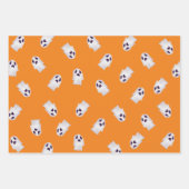 Sinaasappel en zwart Halloween Ghosts Inpakpapier Vel (Voorkant)