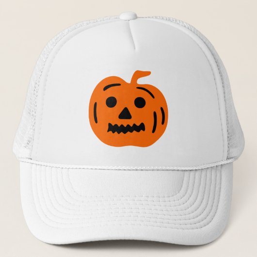 Sinaasappel en zwart Halloween Pompoen Jack-O-Lant Trucker Pet (Voorkant)