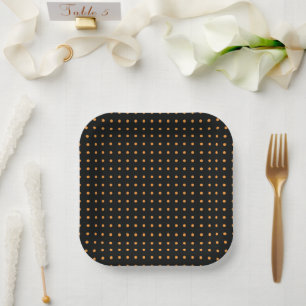 Sinaasappel en Zwart Minimalistische Polka Dots g1 Papieren Bordje