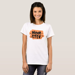Sinaasappel en zwart monster Halloween T-shirt