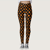 Sinaasappel en Zwart Polka Dots Pattern Halloween Leggings (Voorkant)
