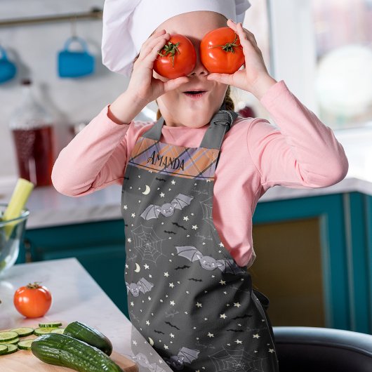 Sinaasappel en Zwart Spooky Schattige Vleermuizen Schort
