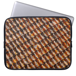 Sinaasappel- en zwarte dakgordels laptop sleeve