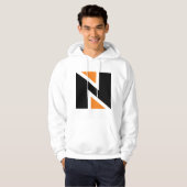 Sinaasappel en zwarte letter N Mannen hoodie (Voorkant volledig)