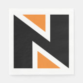 Sinaasappel en zwarte letter N papieren servetten (Voorkant)