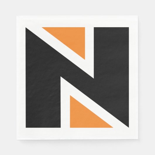 Sinaasappel en zwarte letter N papieren servetten (Voorkant)
