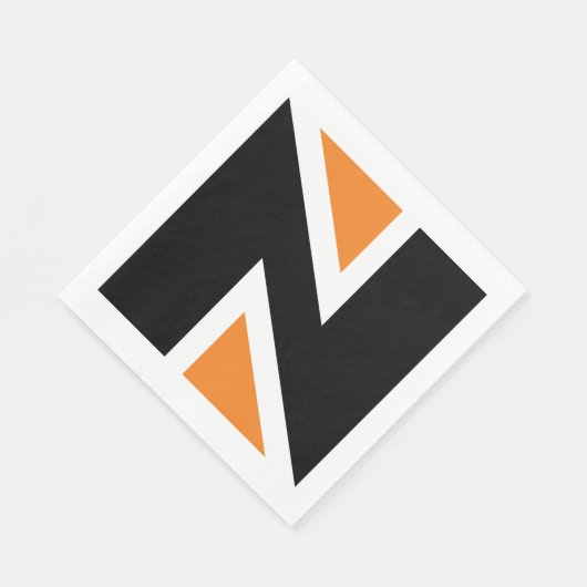 Sinaasappel en zwarte letter N papieren servetten (Hoek)