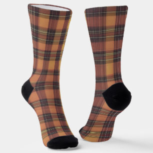 Sinaasappel en zwarte tartan, een warm en trendy m sokken