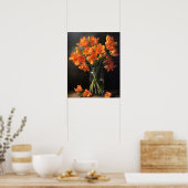 Sinaasappel Freesia Bloemen Art Print Poster (Keuken)