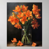 Sinaasappel Freesia Bloemen Art Print Poster (Voorkant)