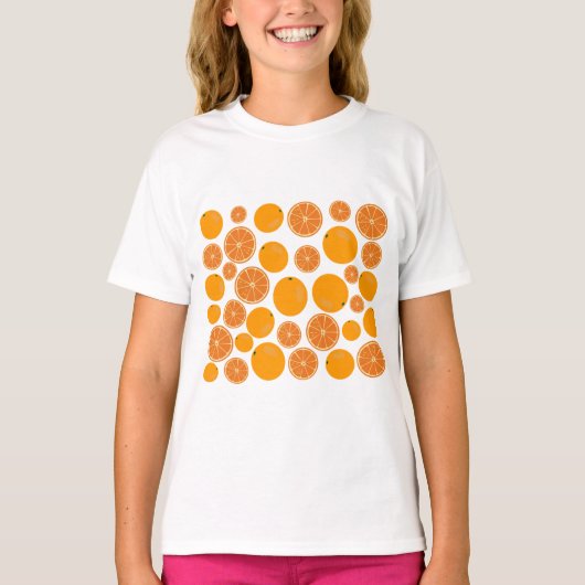 Sinaasappel Fruit Patroon T-shirt (Voorkant)