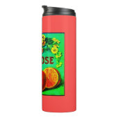  sinaasappel fruitreclamelabel rood groen thermosbeker (Geroteerd rechts)