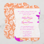 Sinaasappel & Fuchsia Gerber Daisy Wedding Invitat Kaart (Voorkant / Achterkant)