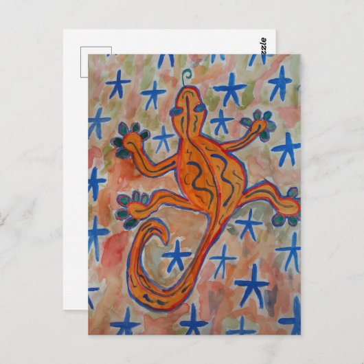 Sinaasappel Gecko Briefkaart (Voorkant / Achterkant)