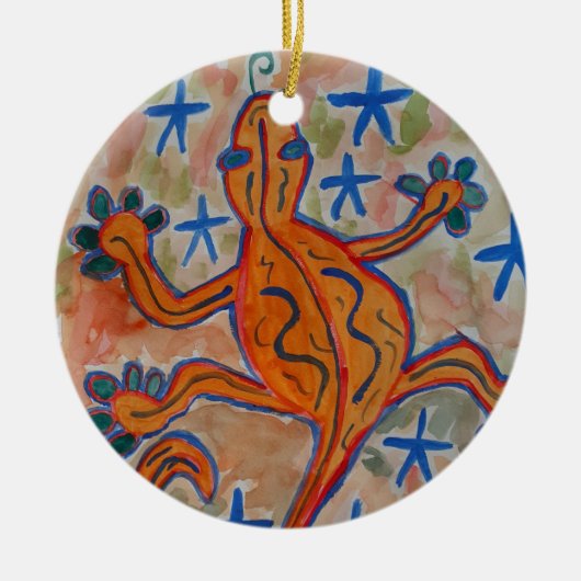 Sinaasappel Gecko Ceramic Ornament (Voorkant)