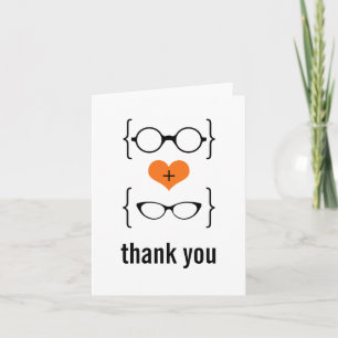 Sinaasappel Geeky Glasses Hartelijk dank Bedankkaart