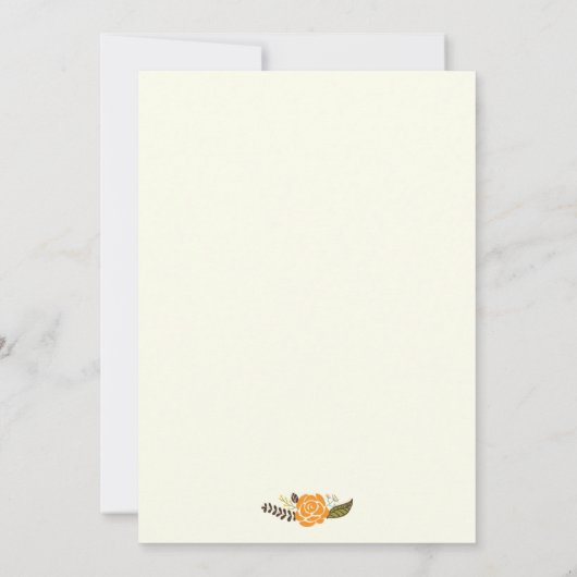 sinaasappel geel bloemgrens modern bruiloft kaart (Achterkant)