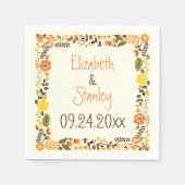 sinaasappel geel bloemgrens modern bruiloft servetten (Voorkant)