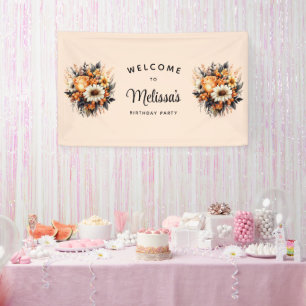 Sinaasappel Geel Grijs Bloemboeket Verjaardag Welk Spandoek