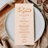  Sinaasappel Geel Retro 70s Boho Bruiloft Menu