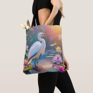 Sinaasappel Gekochte Witte Heron Fantasy Vogel Draagtas