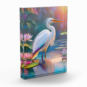 Sinaasappel Gekochte Witte Heron Fantasy Vogel Fotoblokken