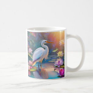 Sinaasappel Gekochte Witte Heron Fantasy Vogel Koffiemok