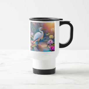 Sinaasappel Gekochte Witte Heron Fantasy Vogel Reisbeker