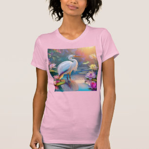 Sinaasappel Gekochte Witte Heron Fantasy Vogel T-shirt