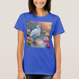 Sinaasappel Gekochte Witte Heron Fantasy Vogel T-shirt