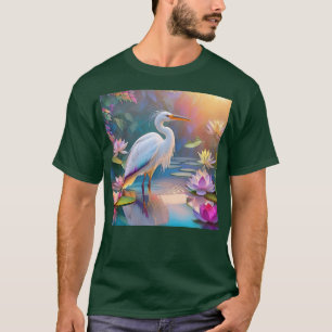 Sinaasappel Gekochte Witte Heron Fantasy Vogel T-shirt