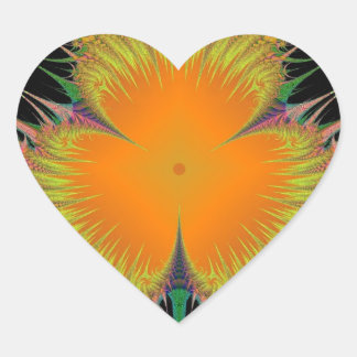 Sinaasappel Gele Bloem Fractale Kunst Cadeaus Hart Sticker