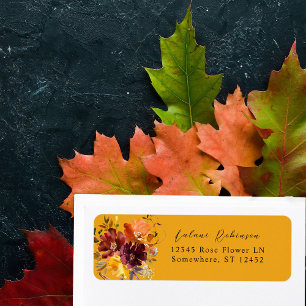 Sinaasappel & Gele Herfst Bloemen 2 Gouden Retoura Etiket
