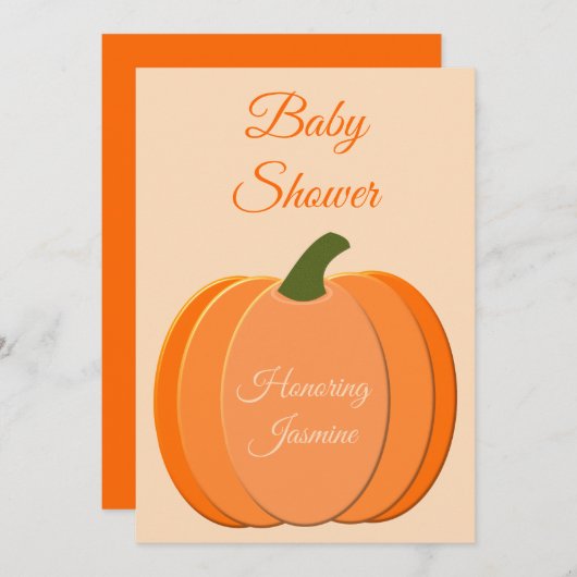 Sinaasappel Genderneutraal pompoen Baby shower Kaart (Voorkant / Achterkant)