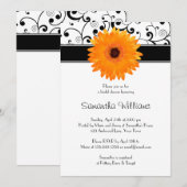 Sinaasappel Gerbera Daisy Black Scroll Vrijgezelle Kaart (Voorkant / Achterkant)