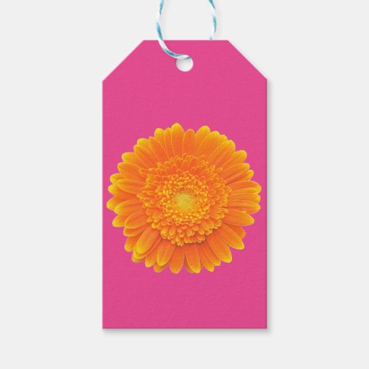 sinaasappel Gerbera Daisy Flower Gift label Cadeaulabel (Voorkant)