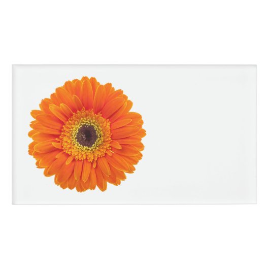 Sinaasappel Gerbera Daisy Naambadge (Voorkant)