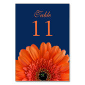 Sinaasappel Gerbera Daisy Navy Blauw Bruiloft Kaart (Achterkant)