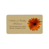 Sinaasappel Gerbera Daisy Tan Bruiloft Adresetiket Etiket (Voorkant)