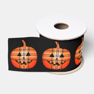 Sinaasappel geruite Jack O' Lanterns Grosgrain Lint