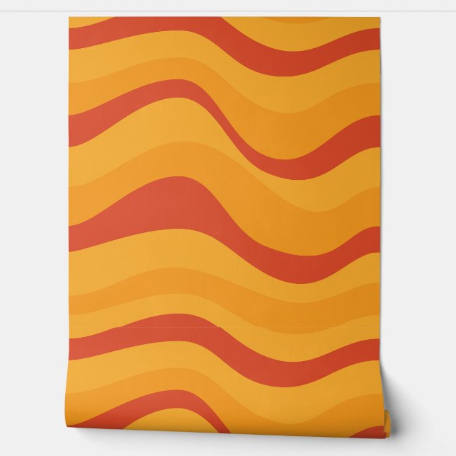 Sinaasappel Gestreept Abstract Modern Behang (Afrollen)