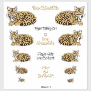 Sinaasappel Gestreepte Tabby Cats LG Sticker Set